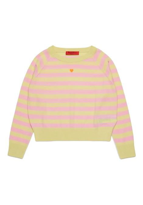 Pullover In Lana A Righe Giallo e Rosa Con Cuore MAX&CO. KIDS | MX0003-MX005MXC12